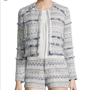 NWT Joie Tesita Tweed Fringe Suit Zip Up Jacket